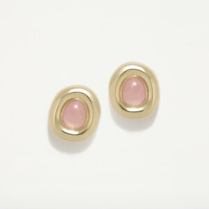 PENDIENTES CANNES BOTÓN ROSA OMEGA PERTEGAZ