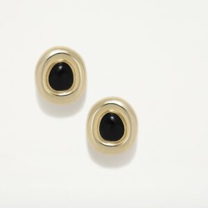 PENDIENTES CANNES BOTÓN NEGRO OMEGA PEGAR