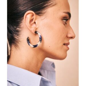 Pendientes aro combinados resinas colores azul brillo LATIDO