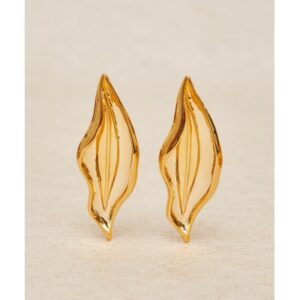Pendientes hoja ondulada dorados LATIDO