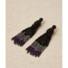Pendientes largos pompón flecos negro/color LATIDO - Imagen 2