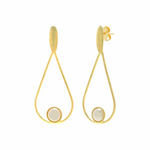 PENDIENTE DORADO GOTA CON PERLA BILYFER