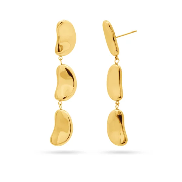 Pendientes largos Waves Pebble dorados ANARTXY