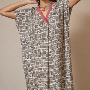 VESTIDO CUELLO EN V AFRICANO LATIDO
