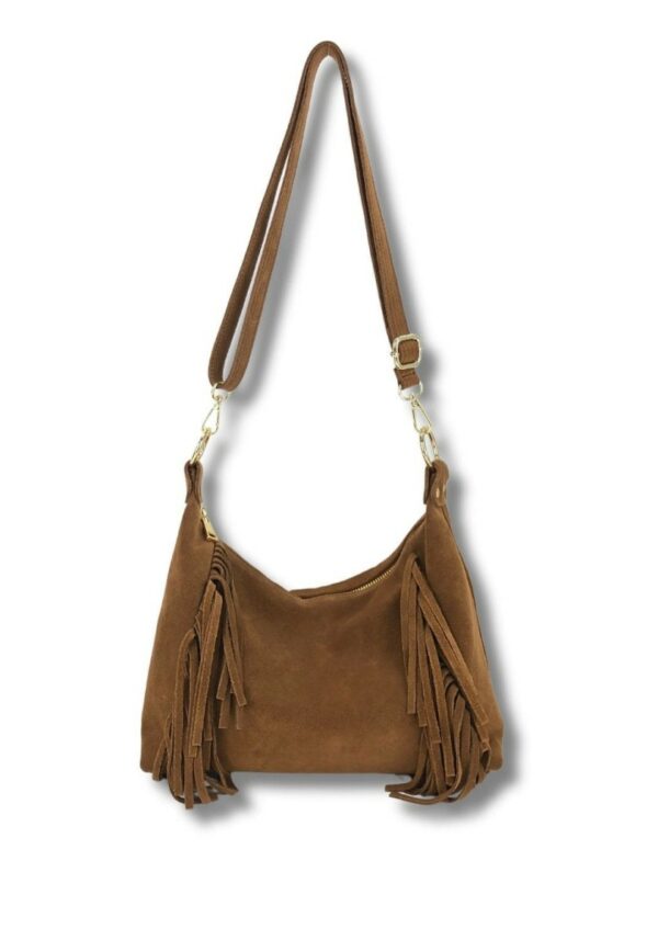BOLSO GÓNDOLA SERRAJE DETALLE FLECOS MMARTINA K - Imagen 4