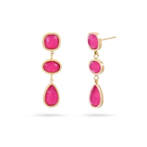 PENDIENTE TRES PIEZAS DRPOS PETAL ROSA ANARTXY