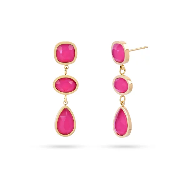 PENDIENTE TRES PIEZAS DRPOS PETAL ROSA ANARTXY