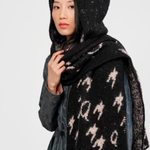 BUFANDA CON CAPUCHA NEGRA Y BEIGE ANEKKE