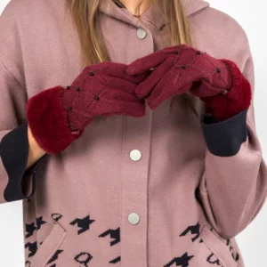 GUANTES DE PUNTO BURDEOS CON DETALLES ANEKKE