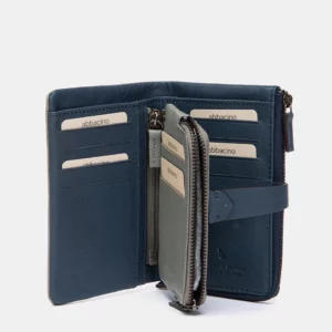 Cartera mediana en piel azul ABBACINO