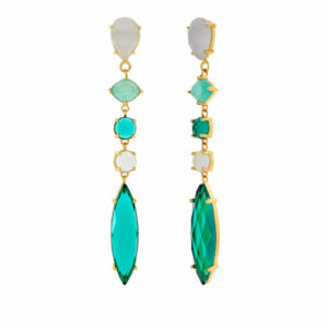 PENDIENTE CRISTAL LARGO LAGRIMA TURQUESA BILYFER