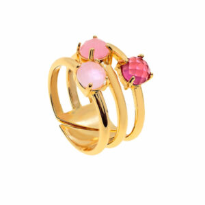 ANILLO 3 VIAS CRISTAL FUCSIA BILYFER