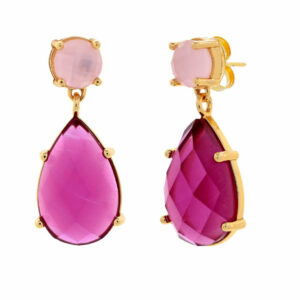 PENDIENTE CRISTAL FUCSIA DOBLE LAGRIMA BILYFER