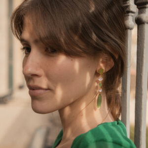 PENDIENTE CRISTAL LARGO LAGRIMA VERDE BILYFER