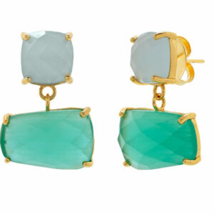 PENDIENTE CRISTAL TURQUESA CUADRADO BILYFER