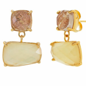 PENDIENTE CRISTAL DORADO CUADRADO BILYFER