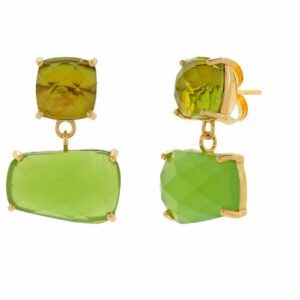 PENDIENTE CRISTAL VERDE CUADRADO BILYFER